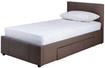 Hygena Paxton Single Bed with Storage - Latte